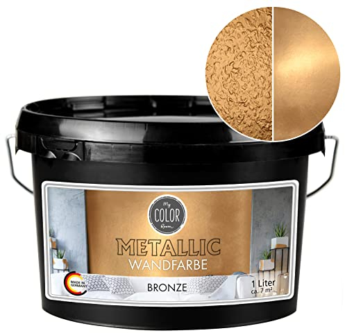 My COLOR Room Metallic Wandfarbe (1000 ml - Bronze) Effekt- Kreativfarbe für Wandgestaltung mit Metallic-Optik für Innenbereich, Dekorationsfarbe Made in Germany
