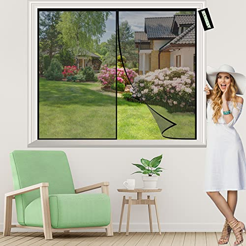 Insektenschutzrollo Schwarz 105x155cm Insektenschutz Fenster Moskitonetz mit Starkem Klettband Fliegenvorhang HäNde Frei Kinderleichte Montage Ohne Bohren