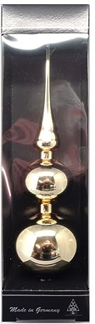 Thüringer Glasdesign - Doppelspitze 31 cm, mundgeblasene Baumspitze aus Glas, Glanz, Christbaumkugeln, Christbaumschmuck, Dekoration