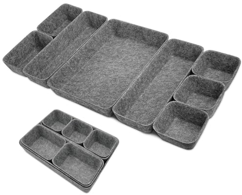 TFCIOD 8 Stück Schubladen Organizer Ordnungssystem Filz, Schubladen Ordnungssystem Filz Büro mit 4 Größen, Schminktisch Organizer für Schublade, Drawer Organizer für Makeup, Küchen (Dunkelgrau)