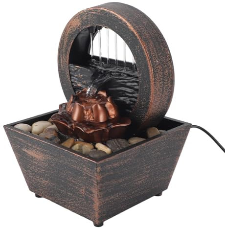 Syrisora Fontana da Tavolo USB con Cascata Decorativa per Interni, Luce a LED per la Decorazione Domestica