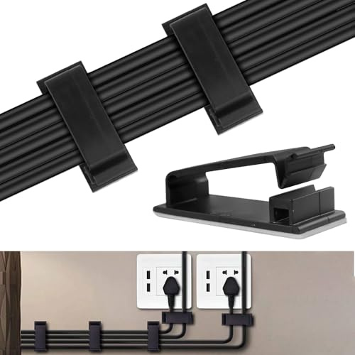 AUMAYCO Starke Selbstklebende Kabelorganisatoren Kabelklemmen Desktop-Organisation Kabelmanagement Hochviskose Kabelbefestiger für Zuhause, Büro, Schreibtisch (Schwarz, 50 Stück)