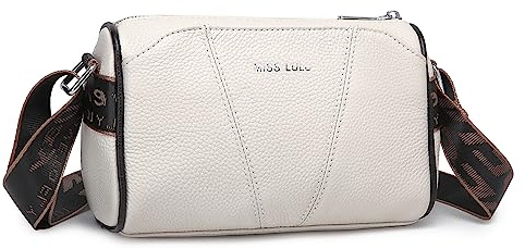 Miss Lulu Crossbody Bag Ladies Shoulder Bag with Wide Strap Genuine Leather with Detachable Shoulder Strap for Travel Shopping