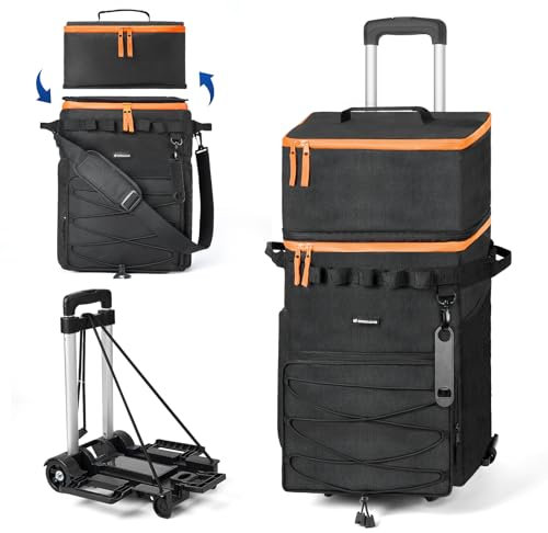 Odoland Kühltasche groß 72 can Rollkühler Picknicktasche mit Rädern und Griff Auslaufsicher & Wasserdicht Thermotasche für Essen & Getränke Isoliertasche für Picknick Strand Camping Terrasse Reisen