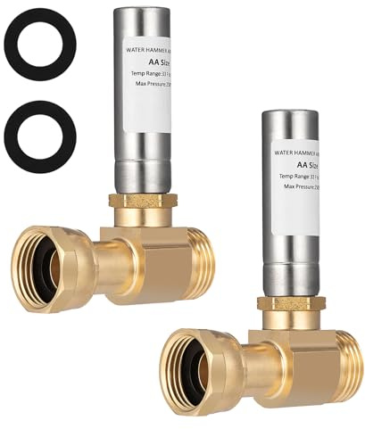 (2 Pack) Lidertik Water Hammer Arrestor for Washing Machine and 3/4 Inch Garden Hose, Stainless Steel Chamber and 2 More Washers, Absorb Shock and Reduce Noise LI-XYJSC-BXG-S(2 PCS)