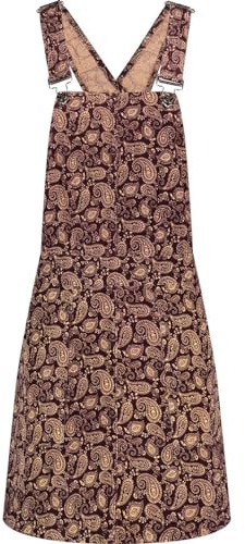 Madcap England Women's Retro Mod 60s 70s Cord Corduroy Paisley Pinafore Dunagree Dress Jenny MC1060 (UK, Numeric, 20, Regular, Regular, Tawny Port)