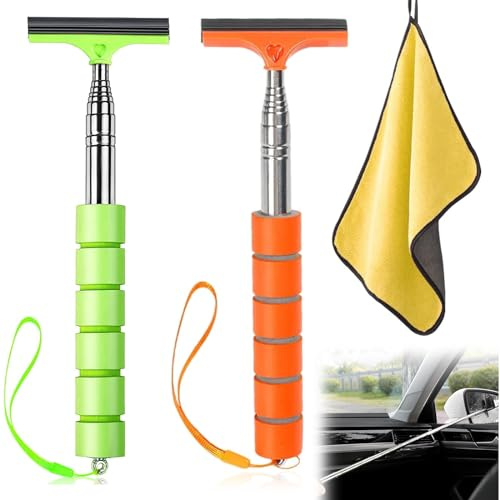 YanBous Lot de 2 raclettes de vitre de Voiture, rétroviseur de Voiture, essuie-Glace télescopique, avec Un Chiffon de Lavage de Voiture，essuie-Glace rétractable pour rétroviseur de Voiture