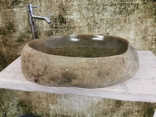 Ti Arrediamo - Großes Aufsatzwaschbecken aus Naturstein, Größe XL, 70 x 56 x 16 – 17 cm, Echte Fotos des Waschbeckens