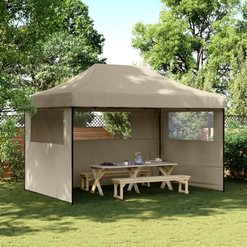 Partyzelt Faltbar Pop-Up mit 3 Seitenteilen Taupe, CIADAZ Festzelt, Pavillion, Bierzelt, Garten Party Zelt, Gartenzelt, Grillpavillon - 4005018