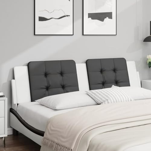 Homgoday Kopfteil Kissen Bett Kopfkissen Kopfteilpolster Kopfpolster Rückenkissen Wandkissen Bettkopfteil Rückenpolster Rückenlehne für Bett Schlafzimmer Schwarz und Weiß 180 cm Kunstleder