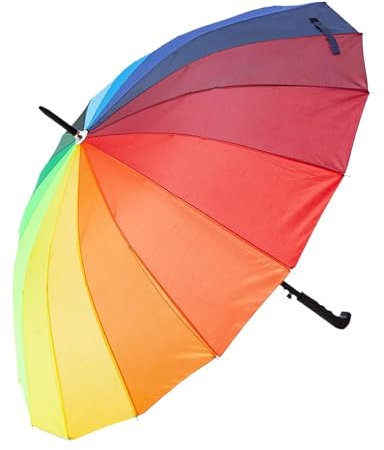 Amagogo Stockschirm Regenschirm mit langem Griff Stabiler winddichter Regenbogenschirm