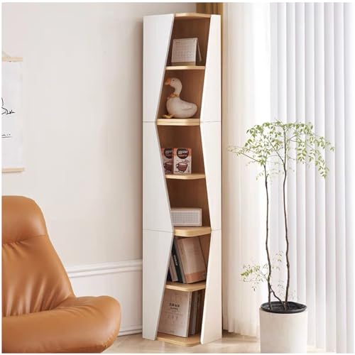 Hoher schmaler Eckschrank, Bücherregale/Eckbücherregal mit offenem Regal, Bücher Zeitschriften CD, Vitrine für Wohnzimmer, Schlafzimmer, Bibliothek