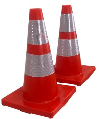 TRUTZHOLM 2X Verkehrskegel stapelbar & flexibel, bruchsicher, Warnleitkegel Warnkegel 44 cm Markierungskegel Pylone Leitkegel Warnkegel Reflexstreifen