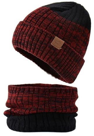 SRZYMJ Winter Warm Mütze, Schal Sets für Damen Herren, Schal Flauschig Herren Halstuch Schal Damen Blau Herrenschal Beanies Kapuzenschal Mütze Mit Schal Männer Hüte Pork Pie Dockercap Herren