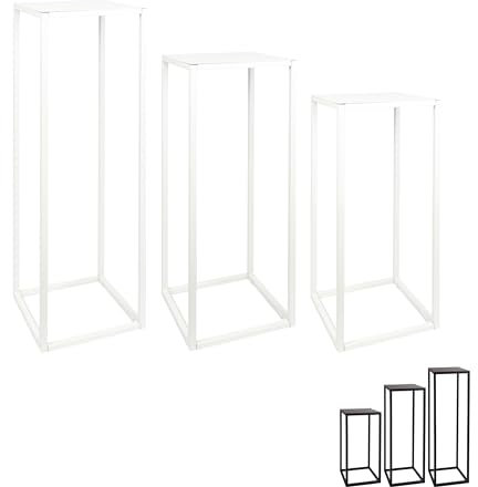 Natural Goods Berlin 1 soporte para flores de metal blanco, 50 cm, rectangular, para plantas, para exteriores, resistente a la intemperie, estable y fácil de limpiar, ideal como soporte para flores