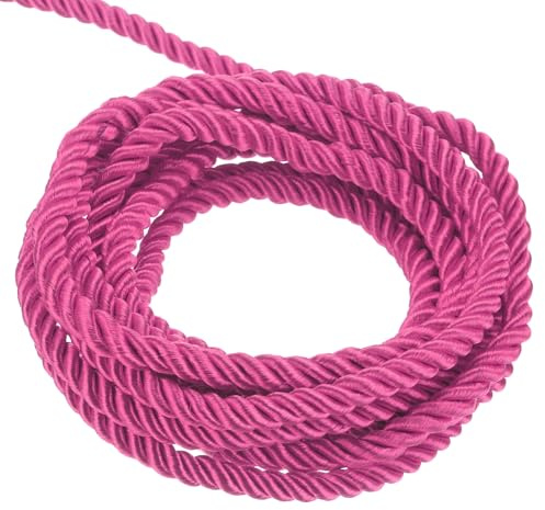 QUARKZMAN 3 Hilos Adorno de Cordón Trenzado 11 Yardas 5mm Rojo Rosa 10m | Cuerda Trenzada Brillante, para Bolsas de Regalo Cortinas Decoración Navideña