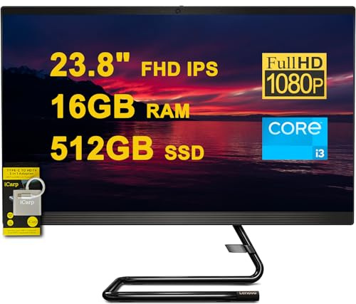 Lenovo IdeaCentre AIO 3 All-in-One Desktop 23.8 FHD IPS Anti-Glare Intel Quad-core i3-10100T 16GB RAM 512GB SSD Win10 w/ICP Accessory