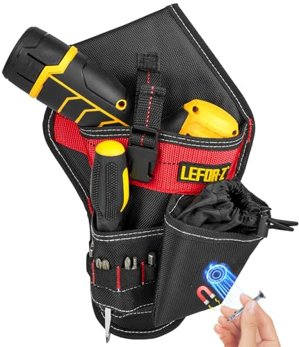Drill Holster,Heavy-Duty Impact Holster for Tool Belt,Drill Holder,Drill Pouch Fits Most Drills,Black/Red