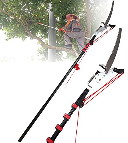 Extendable Tree Pole Pruner,Profession Telescopic Tree Pruner, Garden Ratchet Tree Lopper & Branch Cutter (24ft/7.2m)