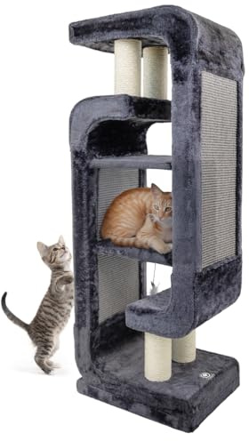 CanadianCat Company | Design Kratzbaum Steve - anthrazit | ca. 46 x 34 x 130 cm | Katzenmöbel, Kletterturm