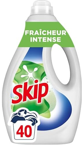 SKIP - Lessive Liquide Fraicheur Intense - Action Détachante Efficace - 100 pour cent impeccable, éclatant et délicatement parfumé - 40 Lavages
