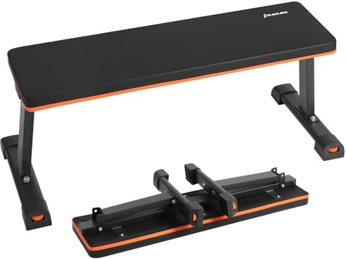 Panana Flat Weight Bench, Foldable Strength Training Workout Bench with Thickness Pad & Adjustable Foot Caps for Full Body Workout Home Gym