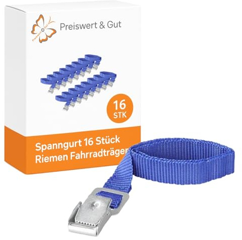 16 STK Spanngurte klein Spannriemen 40 cm x 17 mm für Fahrradträger | Befestigungsriemen und Zurrgurte mit Klickverschluss, als Bänder und Gurte zur Ladungssicherung am Fahrradträger