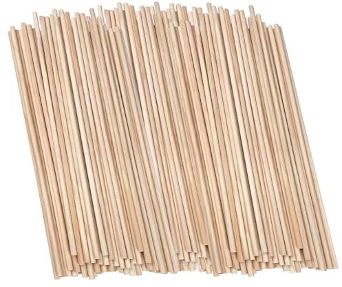 Wooden Dowel Rods, 150 Pcs 200 x 3mm Round Wooden Craft Sticks Unfinished Wood Stick Dowels for Crafts DIY Model Making