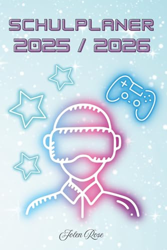 Schulplaner 2025 / 2026 Schülerkalender A5 Format Gaming Hausaufgabenheft Planer Schule - eine Doppelseite pro Woche