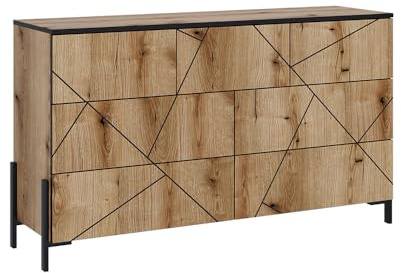 Vicco Kommode Hatto, Eiche, 139.8 x 80.2 cm mit 7 Schubladen