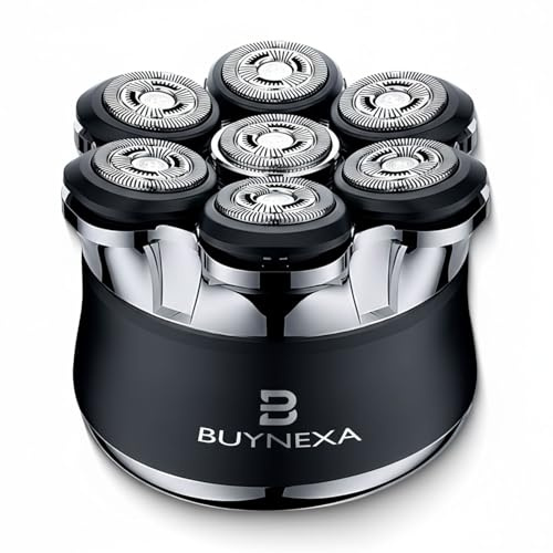 BUYNEXA 7D Electric Head Shaver for Bald Men, Floating Rotary Blades, Wet & Dry Waterproof Razor, USB Rechargeable Cordless Grooming Kit for Head & Face
