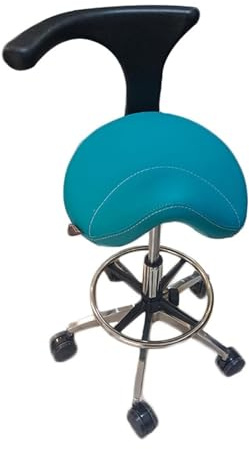 FXLUHAY Verstellbarer Sattelhocker mit Rückenlehne, ergonomischer Sattelstuhl for Spa, Salon, Zahnarzt, Massage und Kosmetikerin, Blau(Blue)