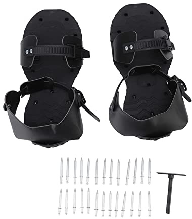 Rjrjc Sandalias con Pinchos, aireador de césped de PU, Zapatos, Herramienta de aireador de césped, jardín, Plantas, Salud, Negro
