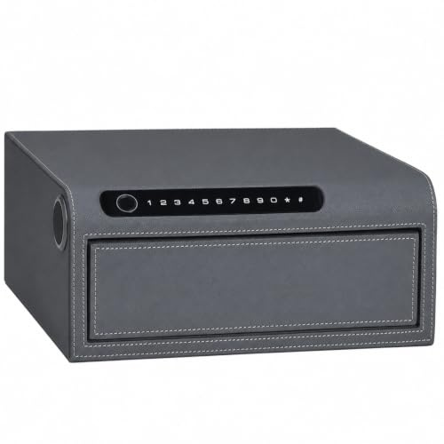 VALINIRT Jewellery Box with Drawers，Biometric Fingerprint safe, Slide-Away Safe, Leather Wrapped Jewellery Storage Box, Digital Keypad & Quick-Access Drawer