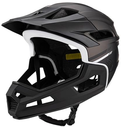 Casco de Bicicleta de Cara Completa para Hombre, Casco de Montaña y Carretera con Almohadilla Desmontable, Casco de Ciclismo Multiusos- Negro Titanio