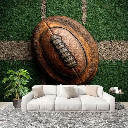 Genérico Decoración del hogar Fotomural 250x175cm FúTbol Americano Un Deporte Papel Pintado Panorámico ExtraíBle Para Despegar Y Pegar Verde Para salón Dormitorios,Comedores HD Papel Tapiz