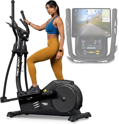 TREX SPORT Crosstrainer für Zuhause STARK bis 135kg Elektrisch 32 Stufen | TX-700ECT Ellipsentrainer mit Computer & Pulssensoren, Magnetbremssystem mit 32 Widerstandsstufen, 21 Programme