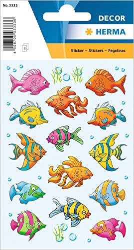 HERMA 3333 Lot de 42 Autocollants avec Motif Poisson - pour Album Photo, Journal Intime, Album de poésie, Scrapbooking, Anniversaire, décoration Lettres, Bricolage