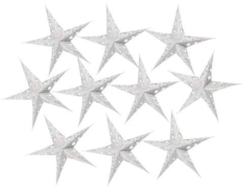 Papiersterne für Lichterkette, 10 Stk., faltbar, 20 cm, bunt, natur | Vielseitige Dekoration für Weihnachtsbaum und Fenster, einfache Montage, geeignet für alle Lichterketten.