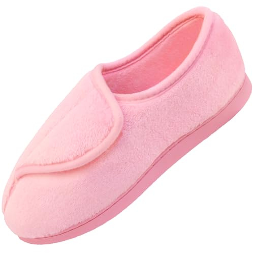 Git-up Women Diabetic Slippers Arthritis Edema Memory Foam Closed Toed Slippers, Pink, 7 D(M) US