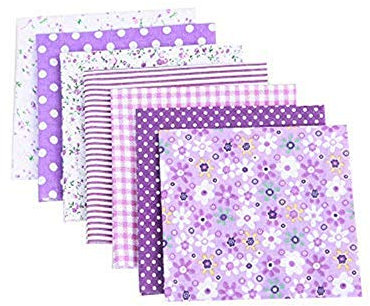 CULASIGN 7 Stück Patchwork Stoffe Blume Baumwollstoff Set Stoffpaket DIY Baumwolltuch Stoffreste Paket Stoffpakete (Lila,25 * 25cm)