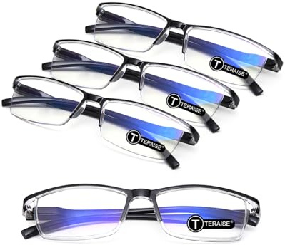 TERAISE 4PCS Fashion Anti-blue light Reading Glasses Men Women Computer Reader(2.25X)