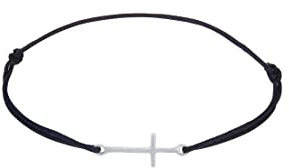 Elli Armband Damen Kreuz Trend Symbol Elastisch Nylon Schwarz 925 Silber
