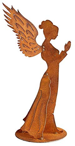 Rost Engel 39 cm Edelrost Gartenfigur Grabdeko aus Metall