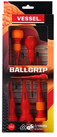 VESSEL Ball Grip Insulated Screwdriver 5PC. Set No.2005PBU Made in Japan by VESSEL
