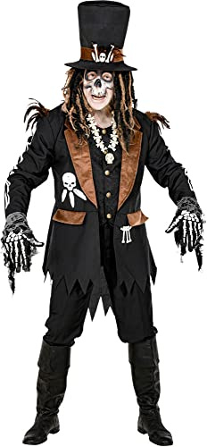 W WIDMANN MILANO Party Fashion - Voodoo Priester Kostüm Herren | Oberteil mit Weste und Hut, Hexendoktor, Dia de los Muertos, Halloween, Karneval