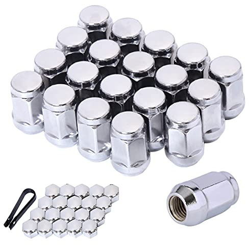 ChnewAuto 1/2-20 Chrome Lug Nuts, Set of 20, 19mm (3/4), Hex, 1.38 Long, Acorn, Alloy Steel, Fit for Jeep Wrangler JK, Grand Cherokee, etc
