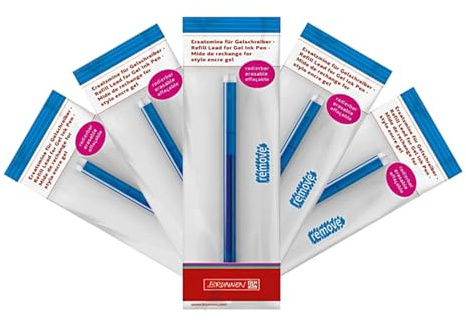 BRUNNEN, Ersatzmine, kompatibel mit allen gängigen Gelschreibern, 5er Pack, praktisches Nachfüllsystem für umweltfreundliches Schreiben & eine langanhaltende Schreiberfahrung (Farbe Blau)