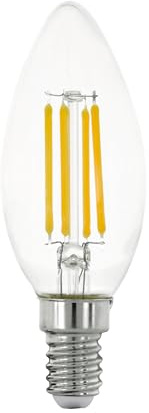 Eglo LED E14, bombilla clásica en forma de vela, foco vela para iluminación retro, 4 vatios (equivalente a 40 vatios), 470 lúmenes, blanco cálido, 2700k, Edison C35, Ø 3,5 cm