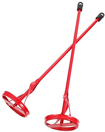 TEHAUX 2pcs Red Paint Mixing Rods Manual Mixer Attachment 40x8.5cm for Cement Plaster Paint and Coating Stirring